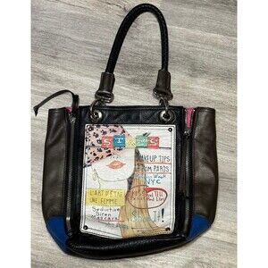 Brighton Multicolor Graphic Panel Tote with Black, Brown, Blue, Pink Accents